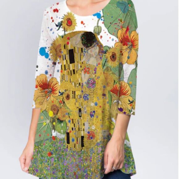 *NWT* Klimt The Kiss-Inspired Fit and Flare Tunic Top - Picture 1 of 6